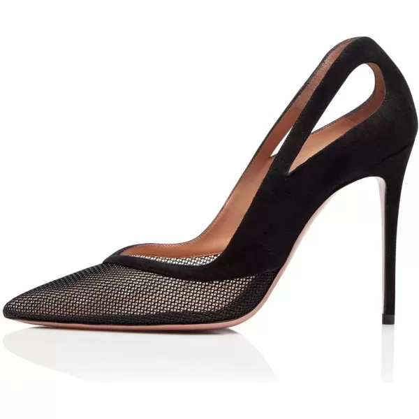 imageFSJ Women Comfy Pointed Toe Stiletto High Heel Mesh Pumps Slip on Dressy Ladies Date Shoes Size 415 USBlack
