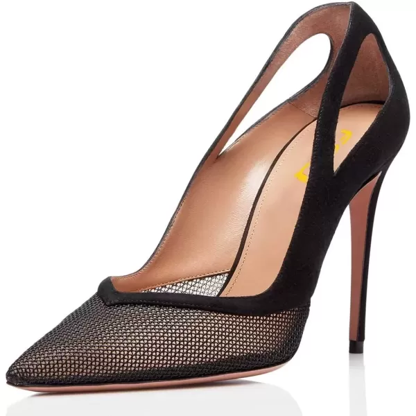 imageFSJ Women Comfy Pointed Toe Stiletto High Heel Mesh Pumps Slip on Dressy Ladies Date Shoes Size 415 USBlack