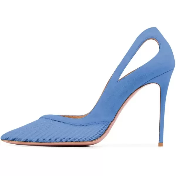 imageFSJ Women Comfy Pointed Toe Stiletto High Heel Mesh Pumps Slip on Dressy Ladies Date Shoes Size 415 USBlue