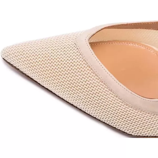 imageFSJ Women Comfy Pointed Toe Stiletto High Heel Mesh Pumps Slip on Dressy Ladies Date Shoes Size 415 USNude