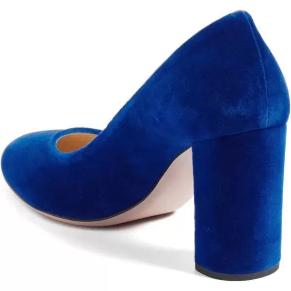 imageFSJ Women Minimalist Slip On Pumps Soft Pointed Toe High Chunky Block Heel Office Daily Wear Versatile Simple Shoes 415 USBlue