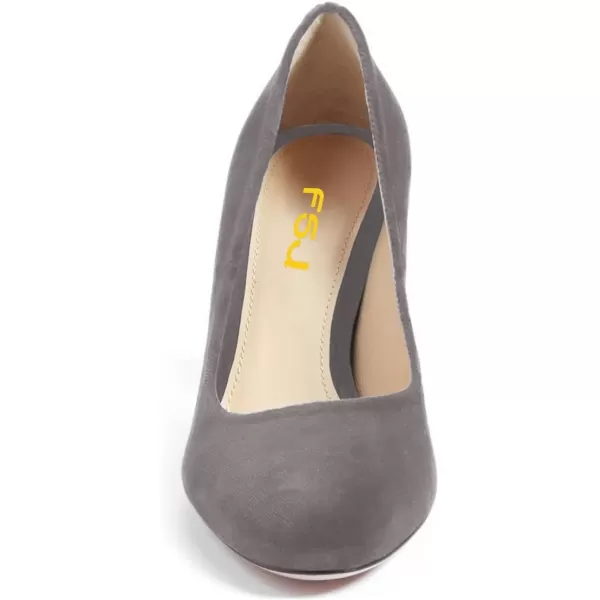 imageFSJ Women Minimalist Slip On Pumps Soft Pointed Toe High Chunky Block Heel Office Daily Wear Versatile Simple Shoes 415 USGrey
