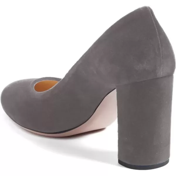 imageFSJ Women Minimalist Slip On Pumps Soft Pointed Toe High Chunky Block Heel Office Daily Wear Versatile Simple Shoes 415 USGrey