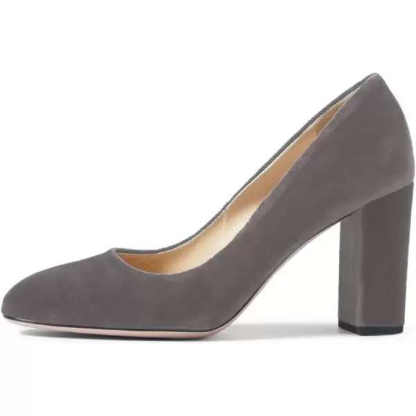 imageFSJ Women Minimalist Slip On Pumps Soft Pointed Toe High Chunky Block Heel Office Daily Wear Versatile Simple Shoes 415 USGrey