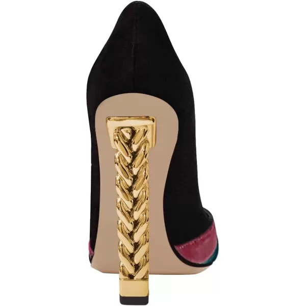 imageFSJ Women Gold Metal Chain Chunky High Heel Pointed Toe Slip On Fashion Party Prom Pumps Prom Shoes Size 415 USBlackrainbow