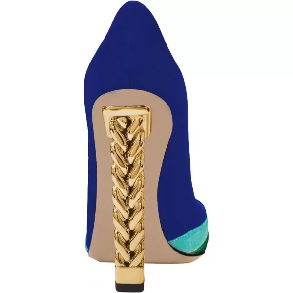 imageFSJ Women Gold Metal Chain Chunky High Heel Pointed Toe Slip On Fashion Party Prom Pumps Prom Shoes Size 415 USBluecolorful