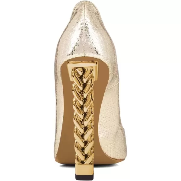 imageFSJ Women Gold Metal Chain Chunky High Heel Pointed Toe Slip On Fashion Party Prom Pumps Prom Shoes Size 415 USLight Gold