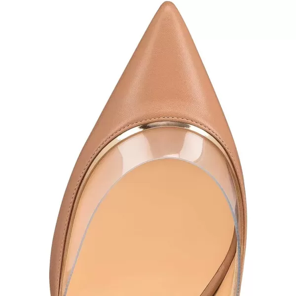 imageFSJ Women Gold Metal Chain Chunky High Heel Pointed Toe Slip On Fashion Party Prom Pumps Prom Shoes Size 415 USNude Clear