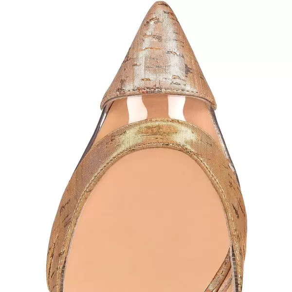 imageFSJ Women Gold Metal Chain Chunky High Heel Pointed Toe Slip On Fashion Party Prom Pumps Prom Shoes Size 415 USNude Gold