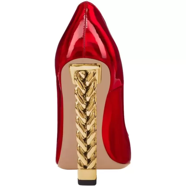 imageFSJ Women Gold Metal Chain Chunky High Heel Pointed Toe Slip On Fashion Party Prom Pumps Prom Shoes Size 415 USRed