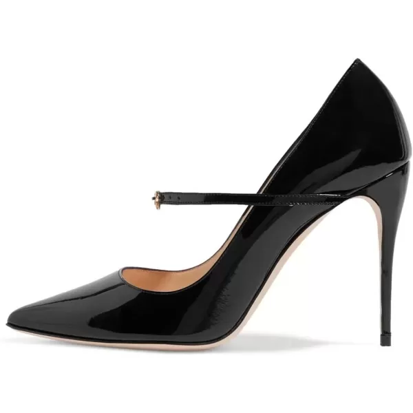 imageFSJ Women Graceful Pointed Toe High Heeled Leopard Pumps Stilettos Single Strap Band Party Prom Evening Dress Shoes Size 415 USBlackpatent