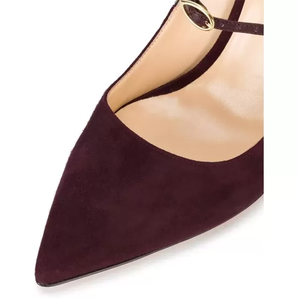 imageFSJ Women Graceful Pointed Toe High Heeled Leopard Pumps Stilettos Single Strap Band Party Prom Evening Dress Shoes Size 415 USDark Wine