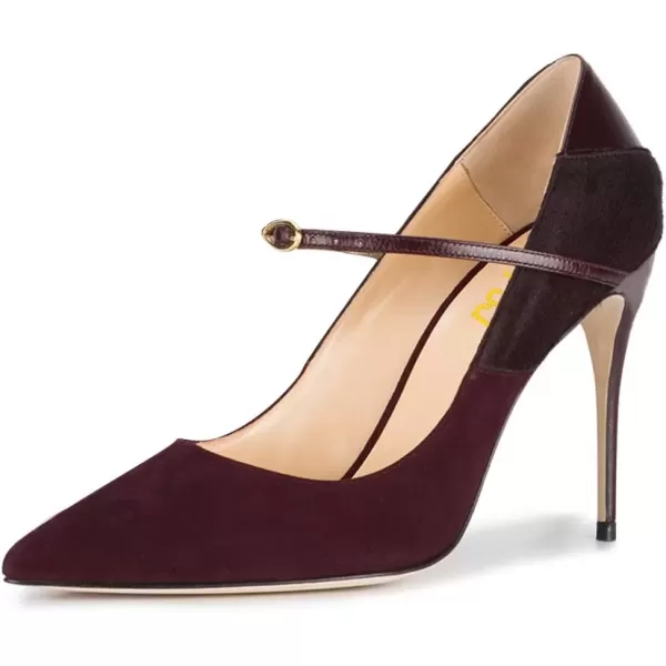 imageFSJ Women Graceful Pointed Toe High Heeled Leopard Pumps Stilettos Single Strap Band Party Prom Evening Dress Shoes Size 415 USDark Wine