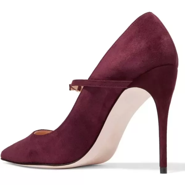 imageFSJ Women Graceful Pointed Toe High Heeled Leopard Pumps Stilettos Single Strap Band Party Prom Evening Dress Shoes Size 415 USDark Winesuede
