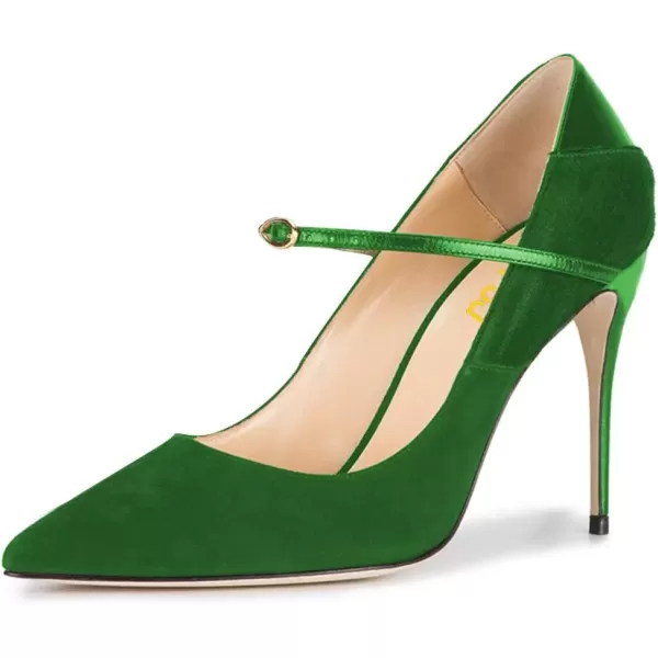 imageFSJ Women Graceful Pointed Toe High Heeled Leopard Pumps Stilettos Single Strap Band Party Prom Evening Dress Shoes Size 415 USGreen