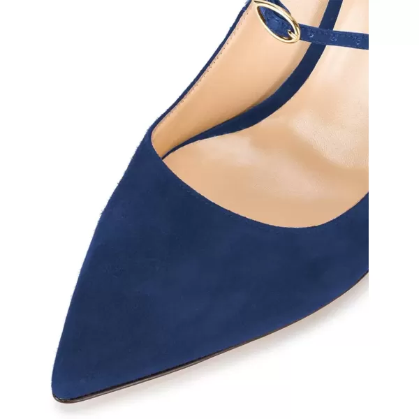 imageFSJ Women Graceful Pointed Toe High Heeled Leopard Pumps Stilettos Single Strap Band Party Prom Evening Dress Shoes Size 415 USNavy Blue