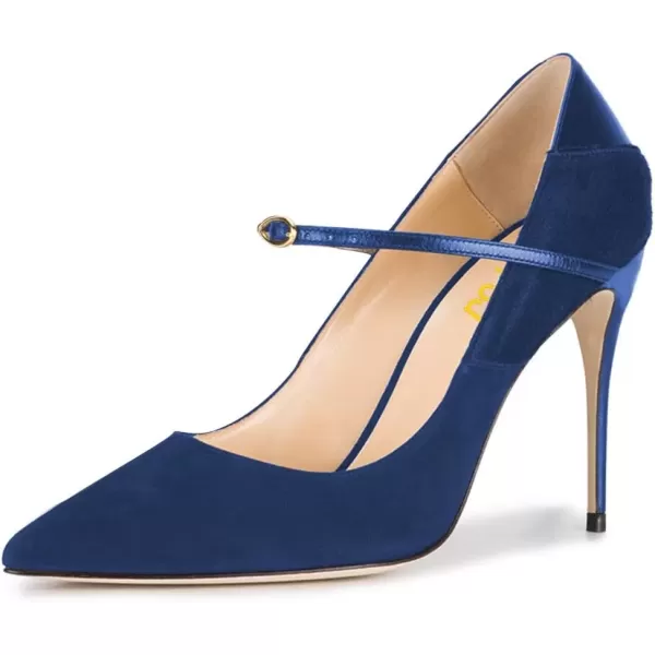 imageFSJ Women Graceful Pointed Toe High Heeled Leopard Pumps Stilettos Single Strap Band Party Prom Evening Dress Shoes Size 415 USNavy Blue