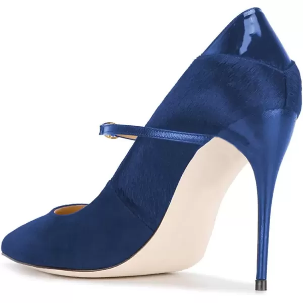 imageFSJ Women Graceful Pointed Toe High Heeled Leopard Pumps Stilettos Single Strap Band Party Prom Evening Dress Shoes Size 415 USNavy Blue