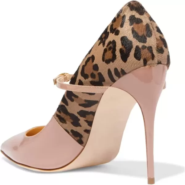 imageFSJ Women Graceful Pointed Toe High Heeled Leopard Pumps Stilettos Single Strap Band Party Prom Evening Dress Shoes Size 415 USNude Pink