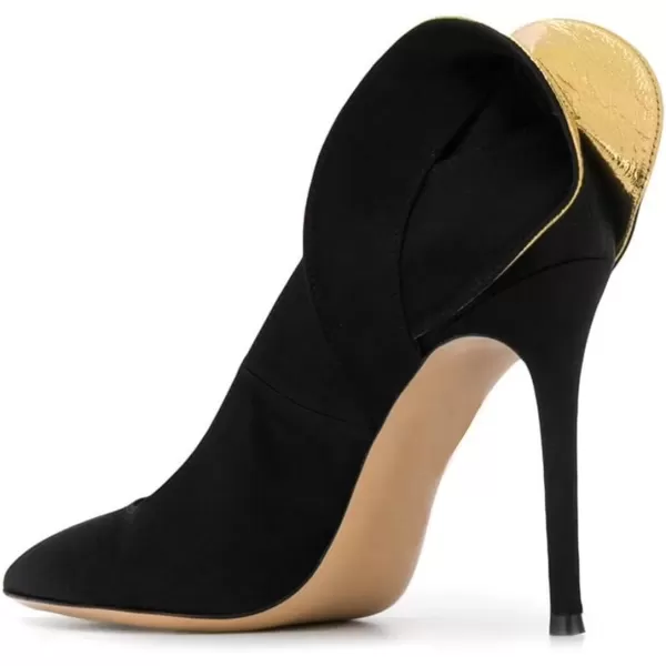 imageFSJ Women Retro Pointed Toe Slip on Comfort High Thin Heel Satin Pumps Stiletto Dress Office Party Shoes Size 415 M USBlack