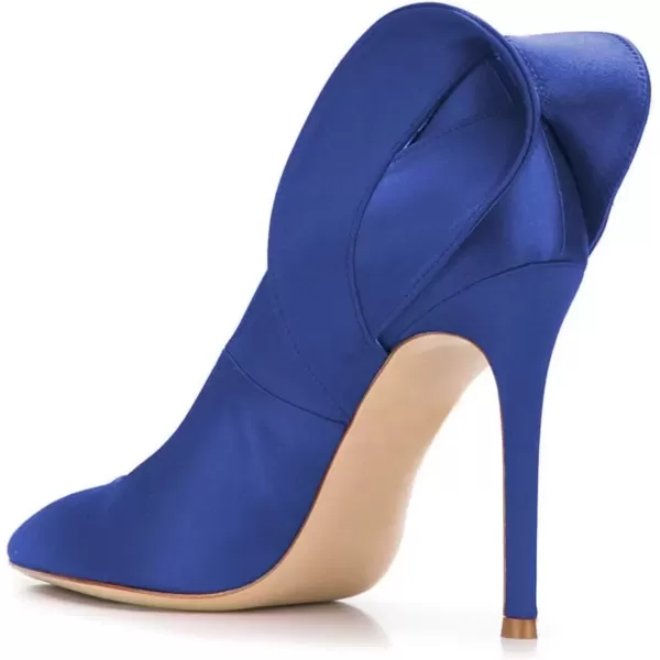 imageFSJ Women Retro Pointed Toe Slip on Comfort High Thin Heel Satin Pumps Stiletto Dress Office Party Shoes Size 415 M USBlue