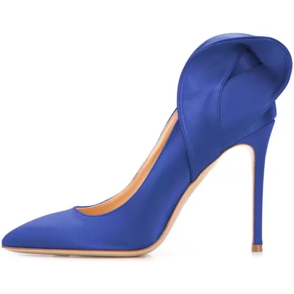 imageFSJ Women Retro Pointed Toe Slip on Comfort High Thin Heel Satin Pumps Stiletto Dress Office Party Shoes Size 415 M USBlue
