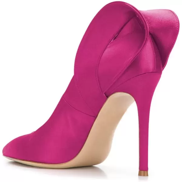imageFSJ Women Retro Pointed Toe Slip on Comfort High Thin Heel Satin Pumps Stiletto Dress Office Party Shoes Size 415 M USFuchsia