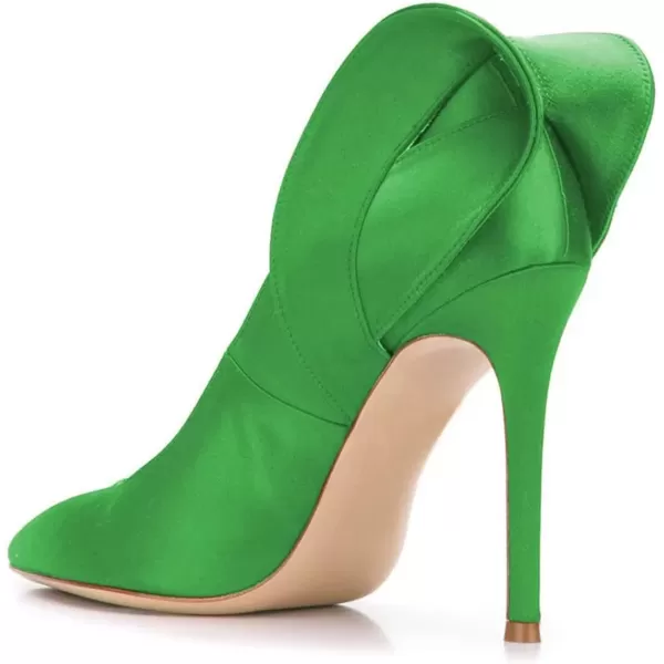imageFSJ Women Retro Pointed Toe Slip on Comfort High Thin Heel Satin Pumps Stiletto Dress Office Party Shoes Size 415 M USGreen