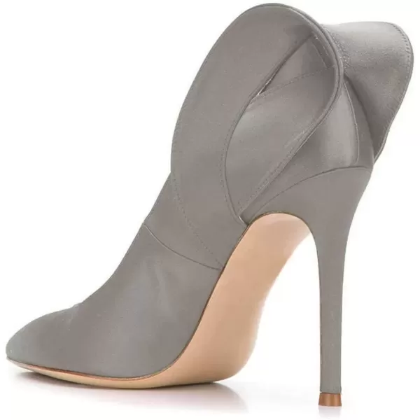 imageFSJ Women Retro Pointed Toe Slip on Comfort High Thin Heel Satin Pumps Stiletto Dress Office Party Shoes Size 415 M USGrey