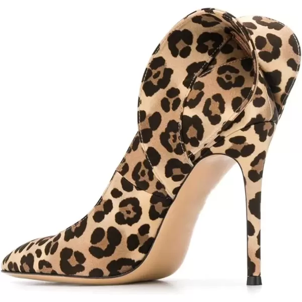 imageFSJ Women Retro Pointed Toe Slip on Comfort High Thin Heel Satin Pumps Stiletto Dress Office Party Shoes Size 415 M USLeopard