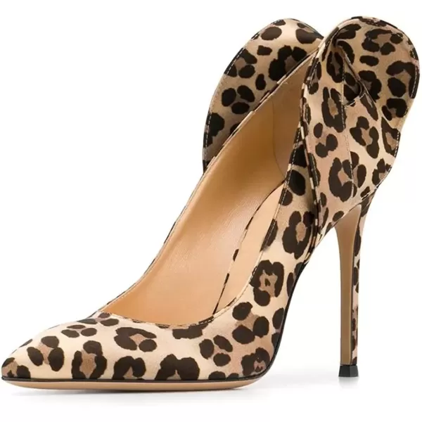 imageFSJ Women Retro Pointed Toe Slip on Comfort High Thin Heel Satin Pumps Stiletto Dress Office Party Shoes Size 415 M USLeopard