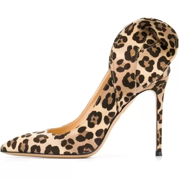 imageFSJ Women Retro Pointed Toe Slip on Comfort High Thin Heel Satin Pumps Stiletto Dress Office Party Shoes Size 415 M USLeopard