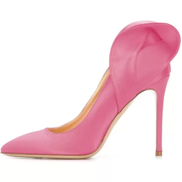 imageFSJ Women Retro Pointed Toe Slip on Comfort High Thin Heel Satin Pumps Stiletto Dress Office Party Shoes Size 415 M USPink
