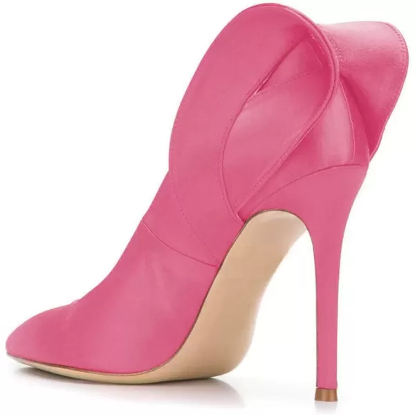 imageFSJ Women Retro Pointed Toe Slip on Comfort High Thin Heel Satin Pumps Stiletto Dress Office Party Shoes Size 415 M USPink