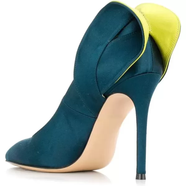 imageFSJ Women Retro Pointed Toe Slip on Comfort High Thin Heel Satin Pumps Stiletto Dress Office Party Shoes Size 415 M USTeal