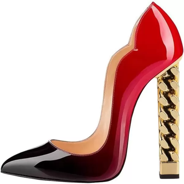 imageFSJ Women Sexy Gold Chunky Heel Pointed Toe Block High Heel Pumps Slip On Elegant Wedding Party Shoes Size 415 USBlackRed