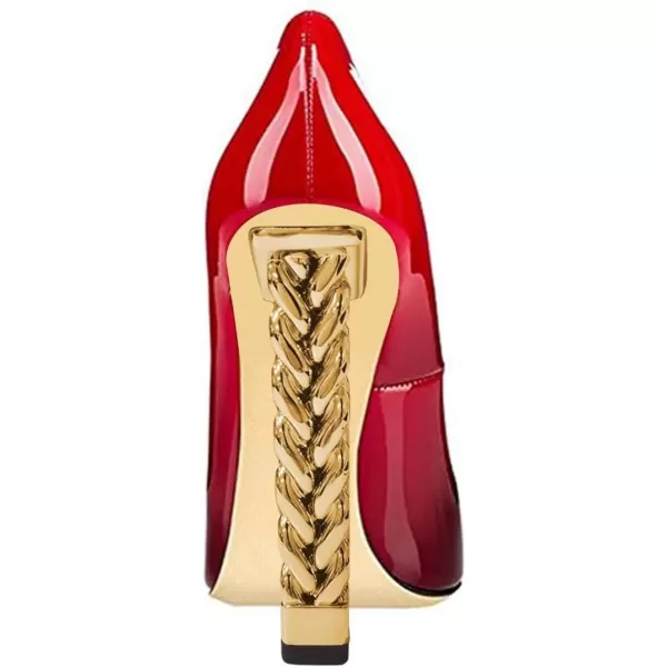 imageFSJ Women Sexy Gold Chunky Heel Pointed Toe Block High Heel Pumps Slip On Elegant Wedding Party Shoes Size 415 USBlackRed