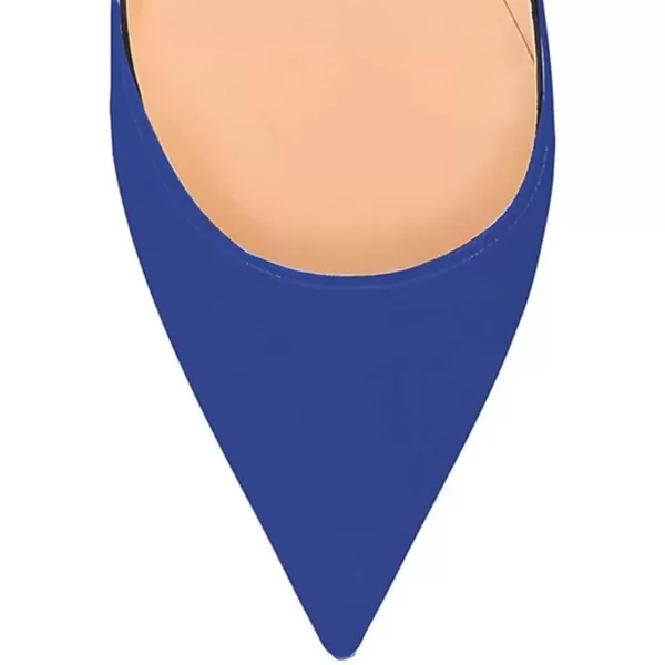 imageFSJ Women Sexy Gold Chunky Heel Pointed Toe Block High Heel Pumps Slip On Elegant Wedding Party Shoes Size 415 USBlue Suede