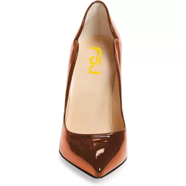 imageFSJ Women Sexy Gold Chunky Heel Pointed Toe Block High Heel Pumps Slip On Elegant Wedding Party Shoes Size 415 USBrown