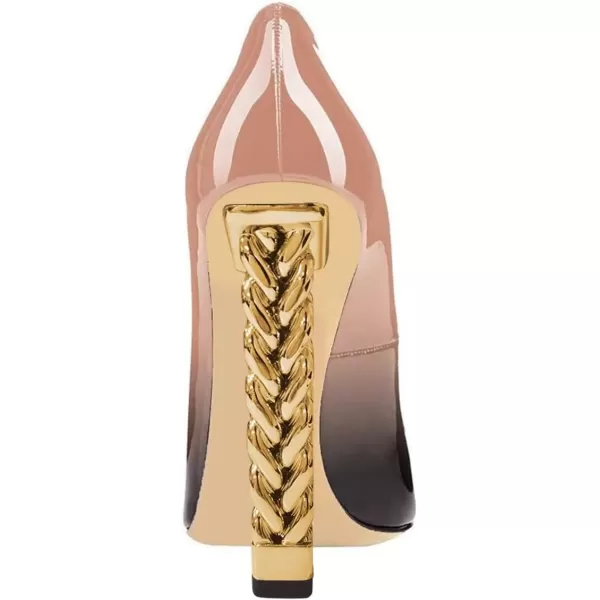 imageFSJ Women Sexy Gold Chunky Heel Pointed Toe Block High Heel Pumps Slip On Elegant Wedding Party Shoes Size 415 USNude Black