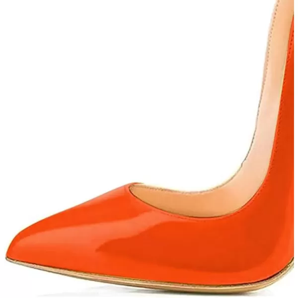 imageFSJ Women Sexy Gold Chunky Heel Pointed Toe Block High Heel Pumps Slip On Elegant Wedding Party Shoes Size 415 USOrange