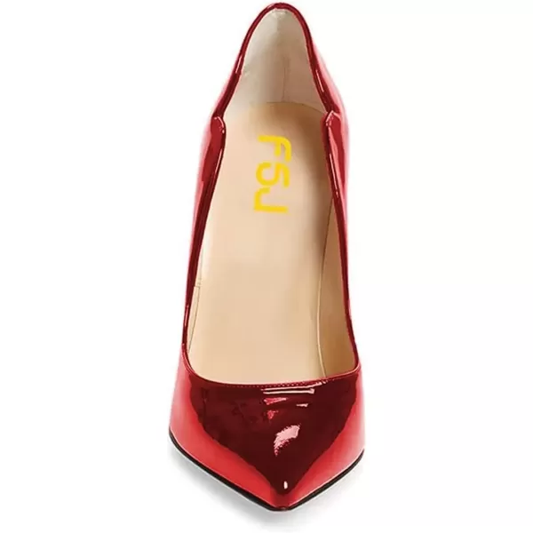 imageFSJ Women Sexy Gold Chunky Heel Pointed Toe Block High Heel Pumps Slip On Elegant Wedding Party Shoes Size 415 USRed