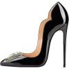 imageFSJ Women Classic Pointed Toe High Heels Sexy Stiletto Pumps Office Lady Casual Dress Party Prom Shoes Size 415 USRhinestone Black