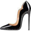 imageFSJ Women Classic Pointed Toe High Heels Sexy Stiletto Pumps Office Lady Casual Dress Party Prom Shoes Size 415 USStudded Black