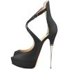 imageFSJ Women Gorgeous Peep Toe Platform Pumps Cross Strap High Heels Sandals Party Shoes Size 415 USBlack