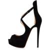 imageFSJ Women Gorgeous Peep Toe Platform Pumps Cross Strap High Heels Sandals Party Shoes Size 415 USBlacksuede