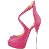 imageFSJ Women Gorgeous Peep Toe Platform Pumps Cross Strap High Heels Sandals Party Shoes Size 415 USHot Pink