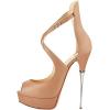 imageFSJ Women Gorgeous Peep Toe Platform Pumps Cross Strap High Heels Sandals Party Shoes Size 415 USNude