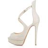 imageFSJ Women Gorgeous Peep Toe Platform Pumps Cross Strap High Heels Sandals Party Shoes Size 415 USSilver