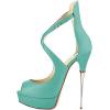 imageFSJ Women Gorgeous Peep Toe Platform Pumps Cross Strap High Heels Sandals Party Shoes Size 415 USTurquoise